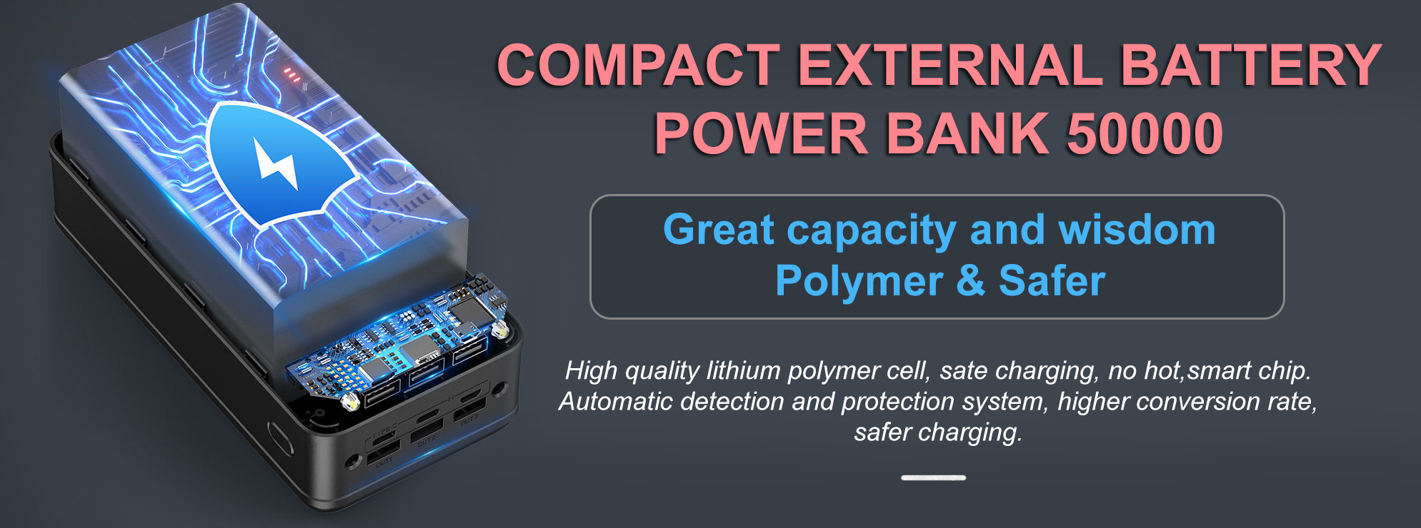 Зовнішній акумулятор повербанк (Power Bank) 50000