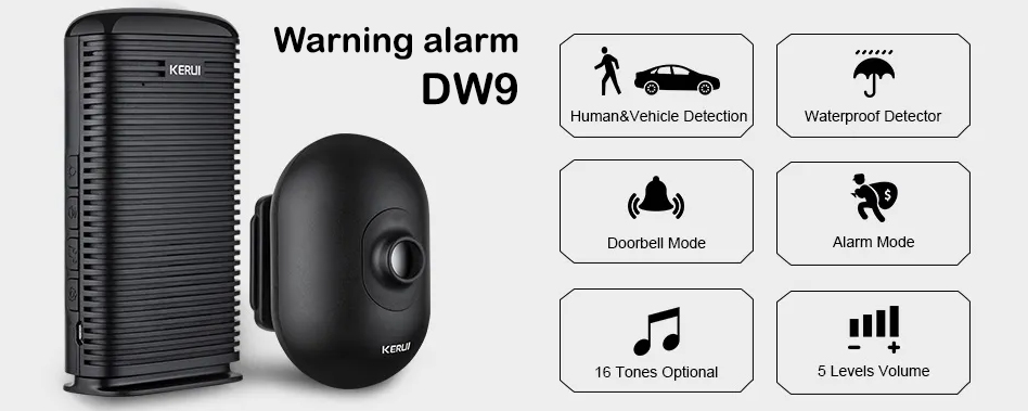 Багатопрофільна бездротова сигналізація KERUI DW9 Black Багатопрофільна бездротова сигналізація KERUI DW9 Black