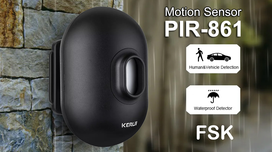 Бездротовий датчик руху PIR-861FSK_black Бездротовий датчик руху PIR-861FSK для сигналізації KERUI DW9