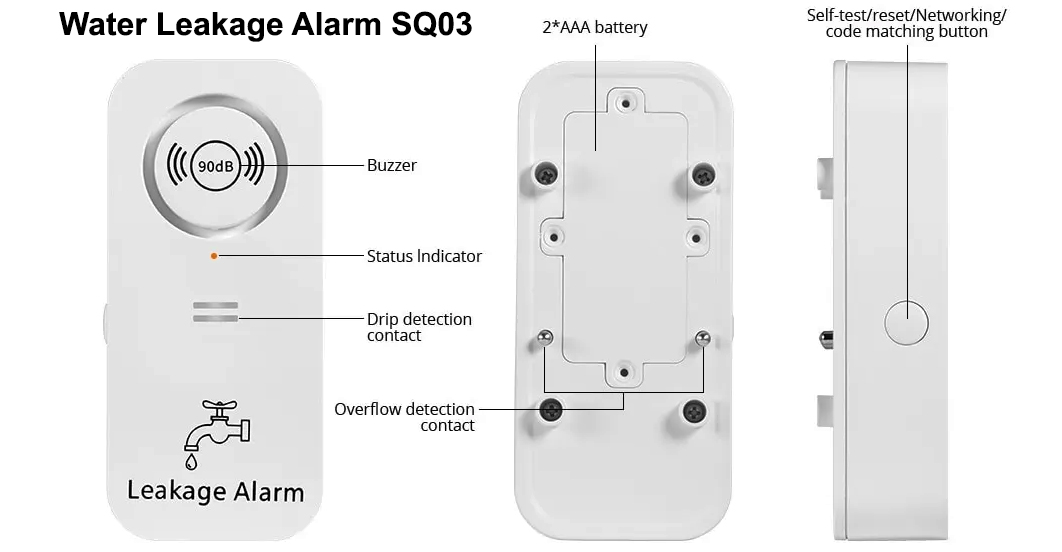 Датчик сигналізації протікання води Leakage Alarm SQ03