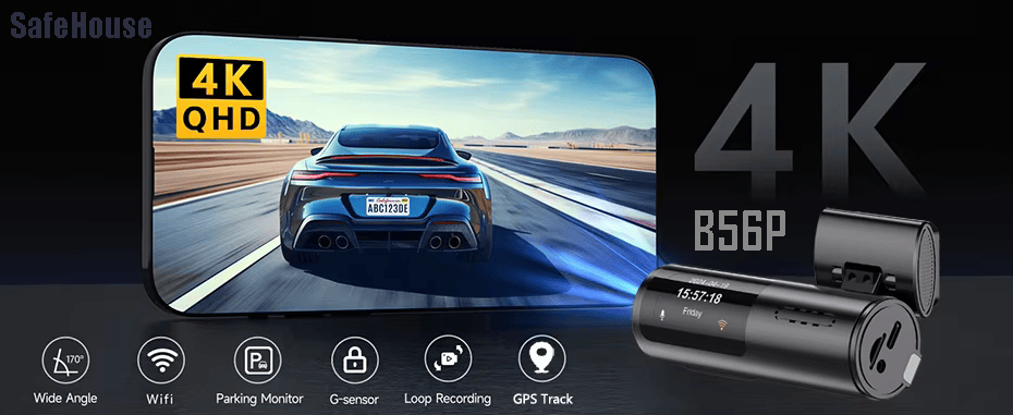 4K WIFI видеорегистратор с двумя камерами и GPS трекером DashCam X5Pro