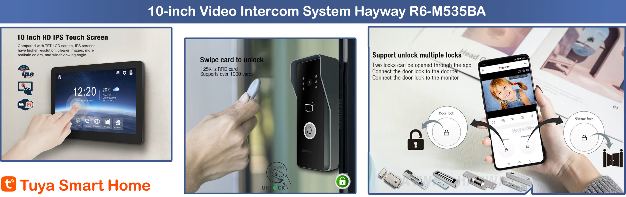 10-дюймовий WIFI відеодомофон Tuya Hayway R6-M535BA