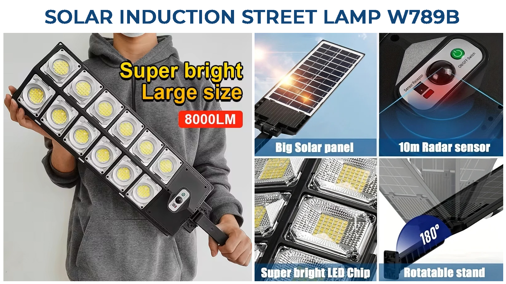 Уличный LED фонарь с солнечной панелью W789B