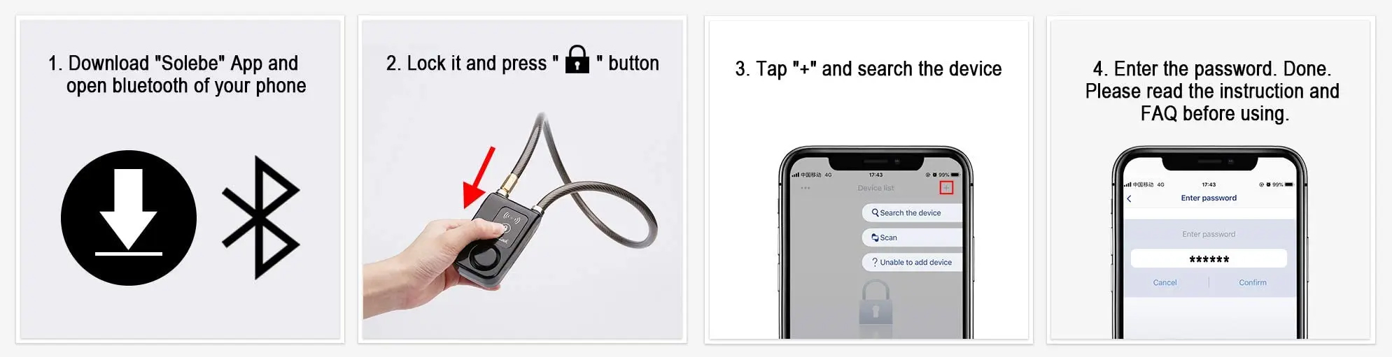 Bluetooth велозамок с сигнализацией Y797G